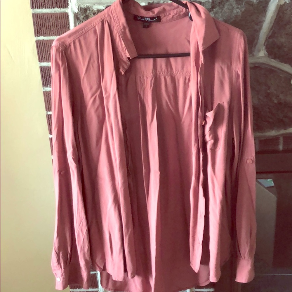 Button down burnt orange blouse